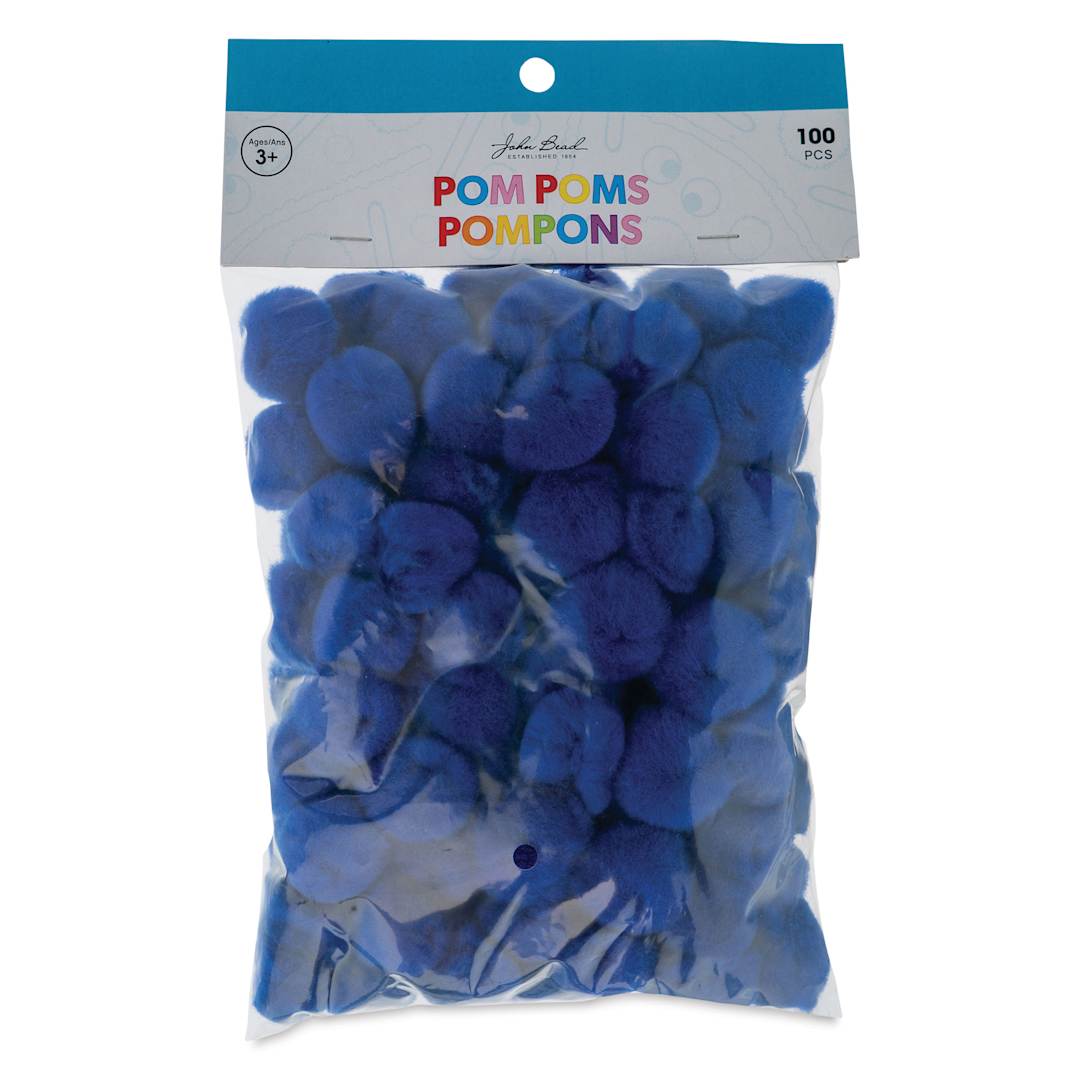 Open in modal - John Bead Pom Poms - Pkg of 65, Dark Blue, 1/2" front of packaging