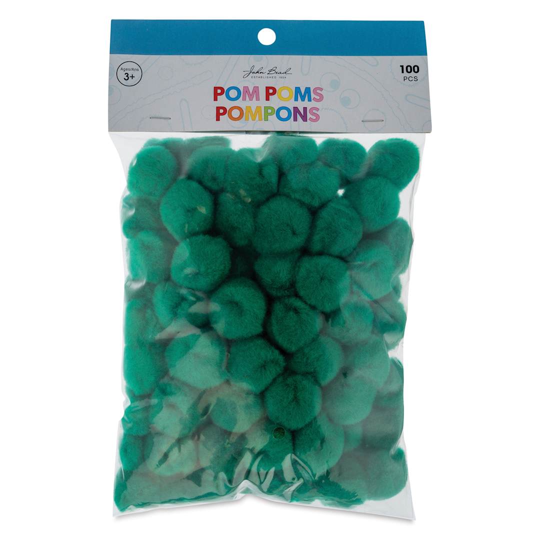 Open in modal - John Bead Pom Poms - Pkg of 65, Dark Green, 1/2" front of packaging