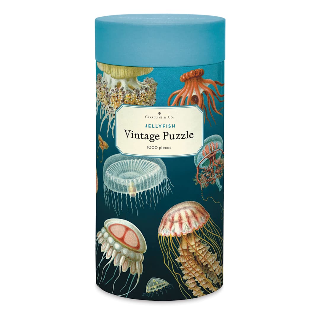 Open in modal - Cavallini Vintage Jellyfish 1,000 Piece Puzzle front of packaging