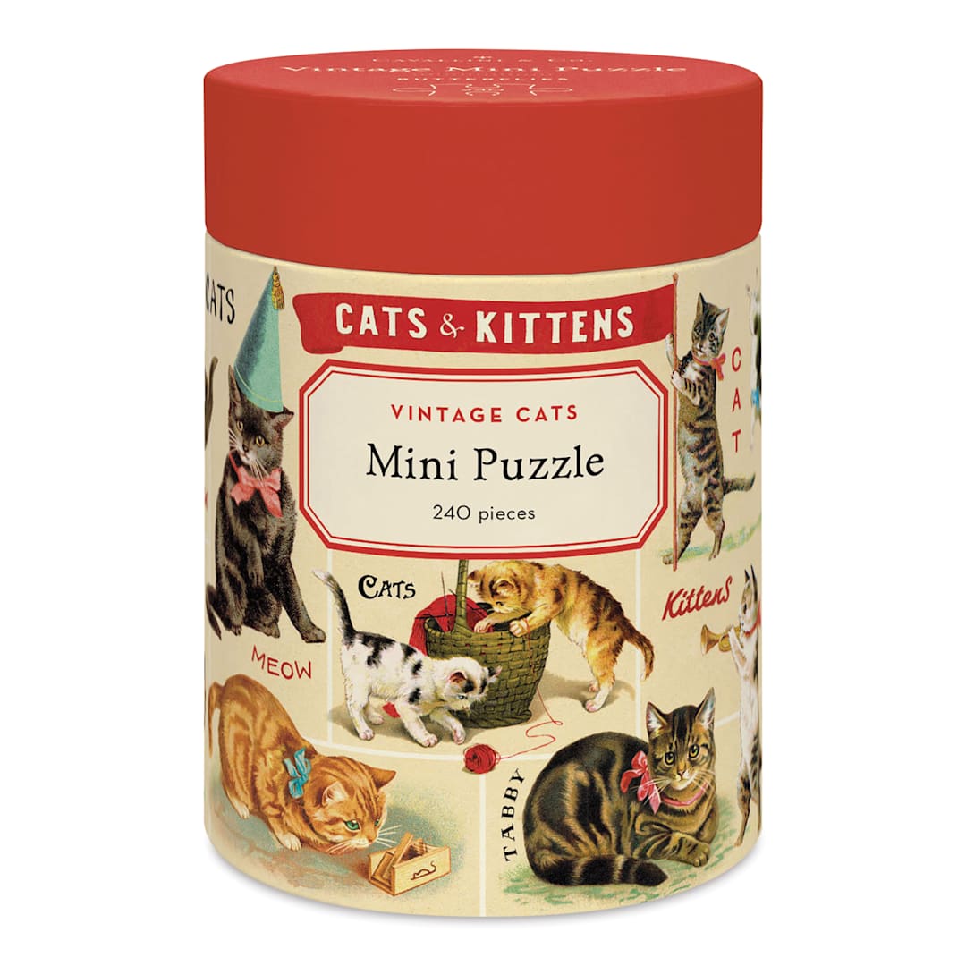 Open in modal - Cavallini Vintage Cats 240-Piece Mini Puzzle - 10-1/2" x 14", front of packaging