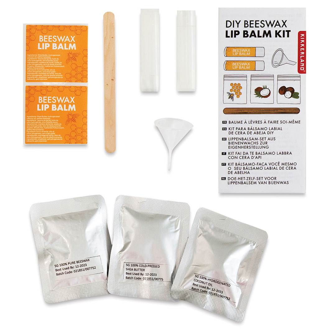 Open in modal - Kikkerland DIY Beeswax Lip Balm Kit (Kit contents)