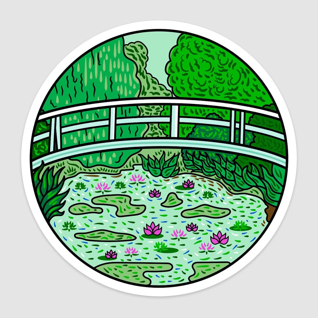Open in modal - Vinyl Art Stickers Claude Monet - Waterlilies and Japanese Bridge, 6/Pkg.