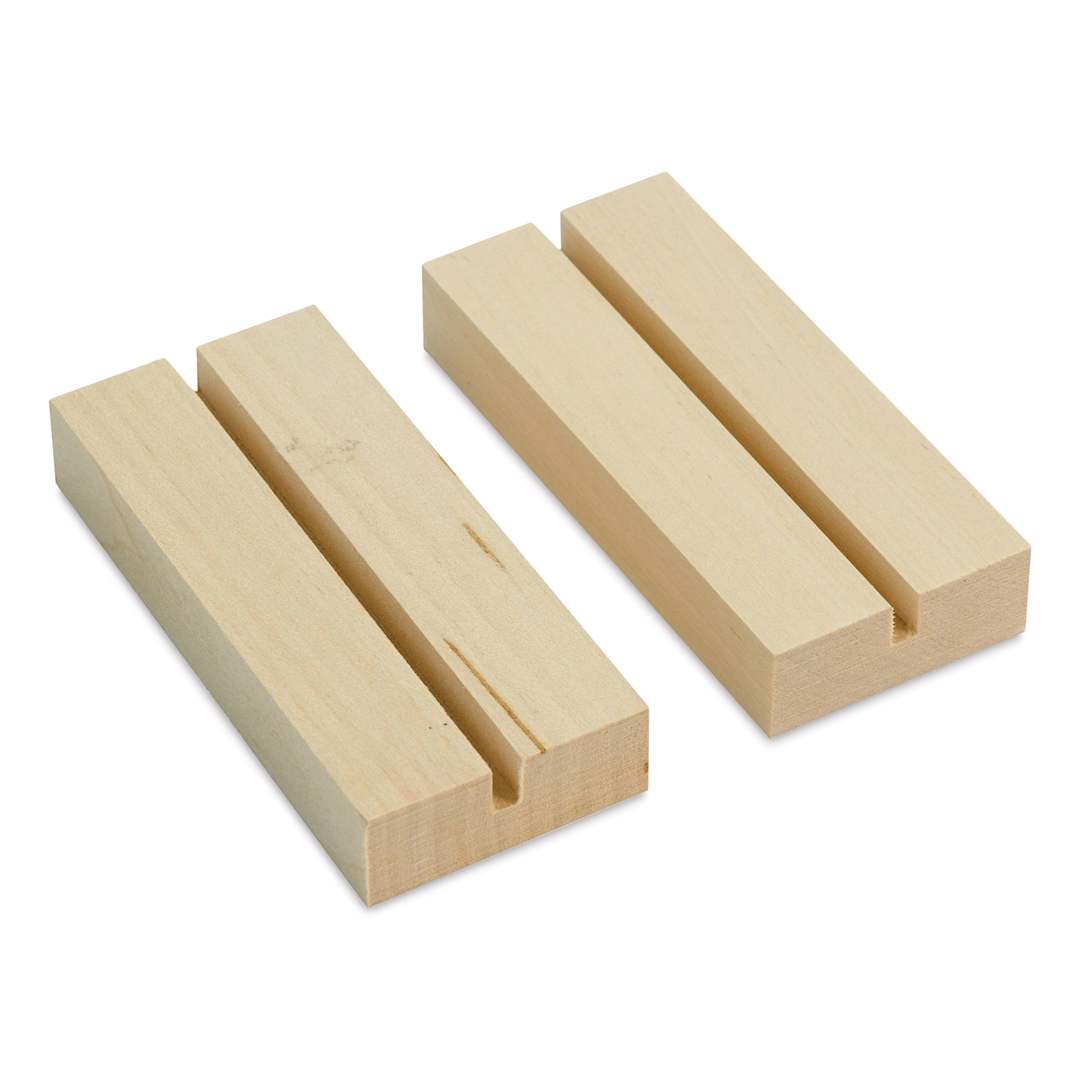 Open in modal - Walnut Hollow Tabletop Sign Base - Stand, 4-1/2" x 2", Pkg of 2 - angled view