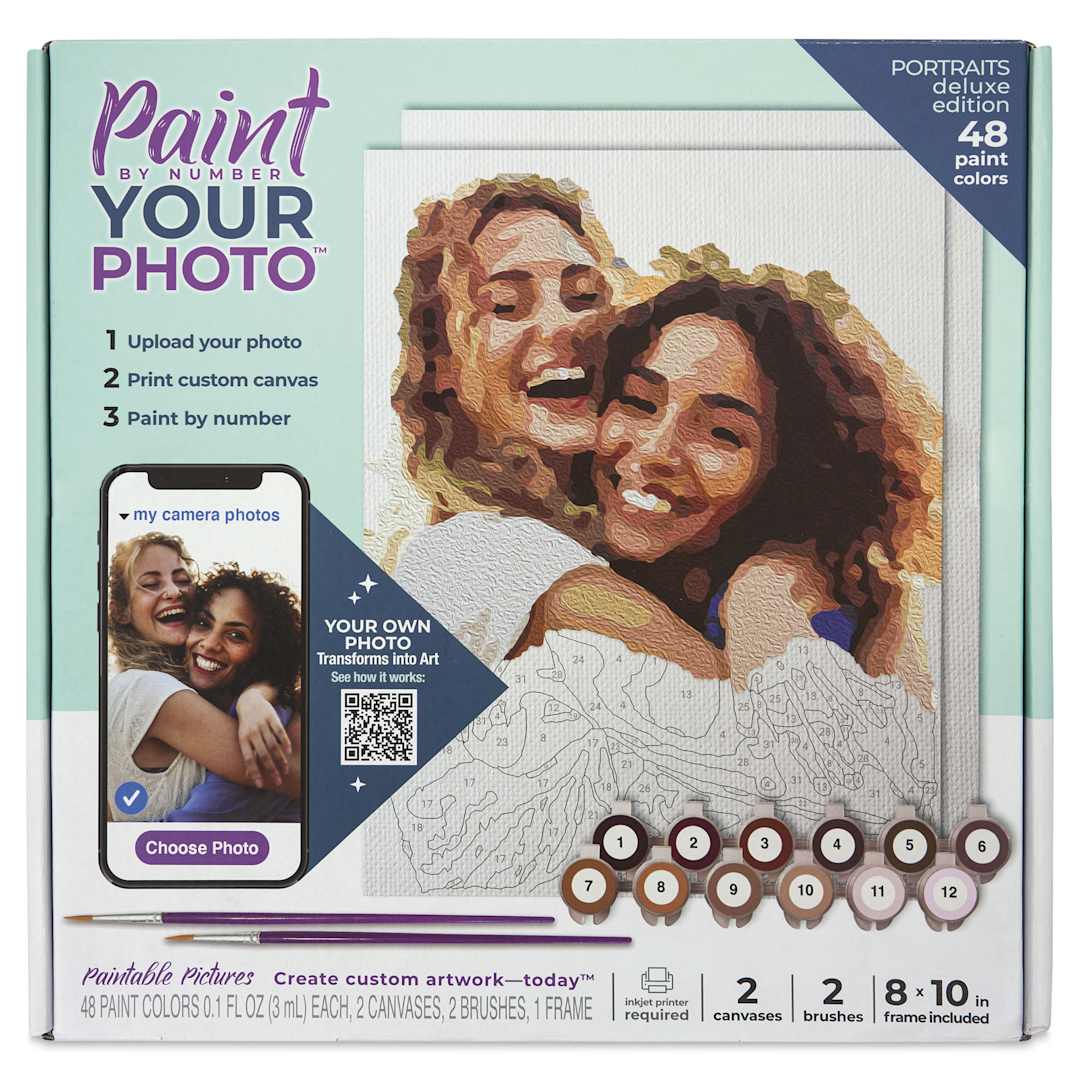 Open in modal - Paintable Picture Paint Your Photo By Number – Portraits Deluxe Edition, front of packaging