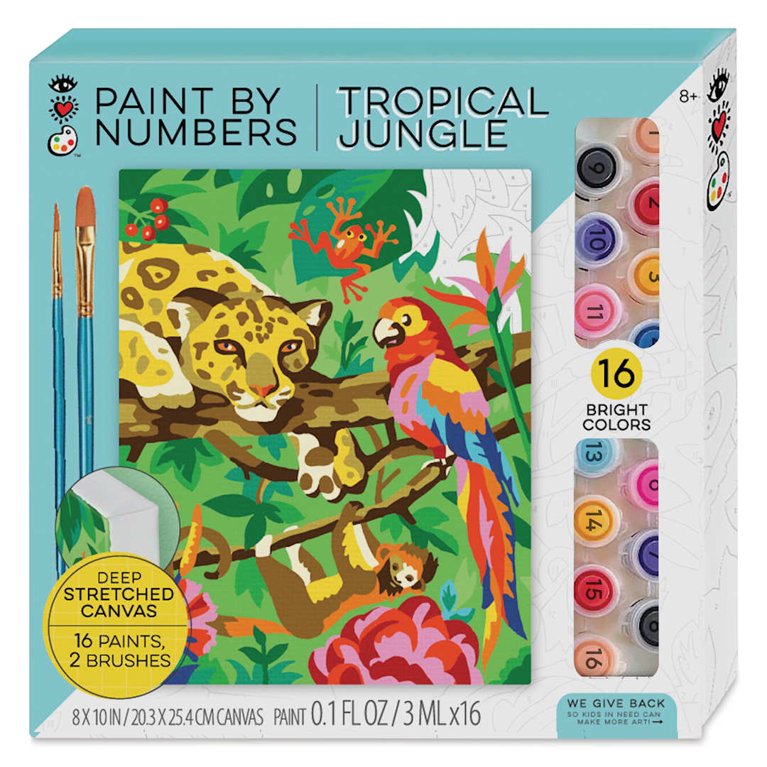 Open in modal - Bright Stripes iHeartArt Paint By Number Kit - Tropical Jungle, front of packaging