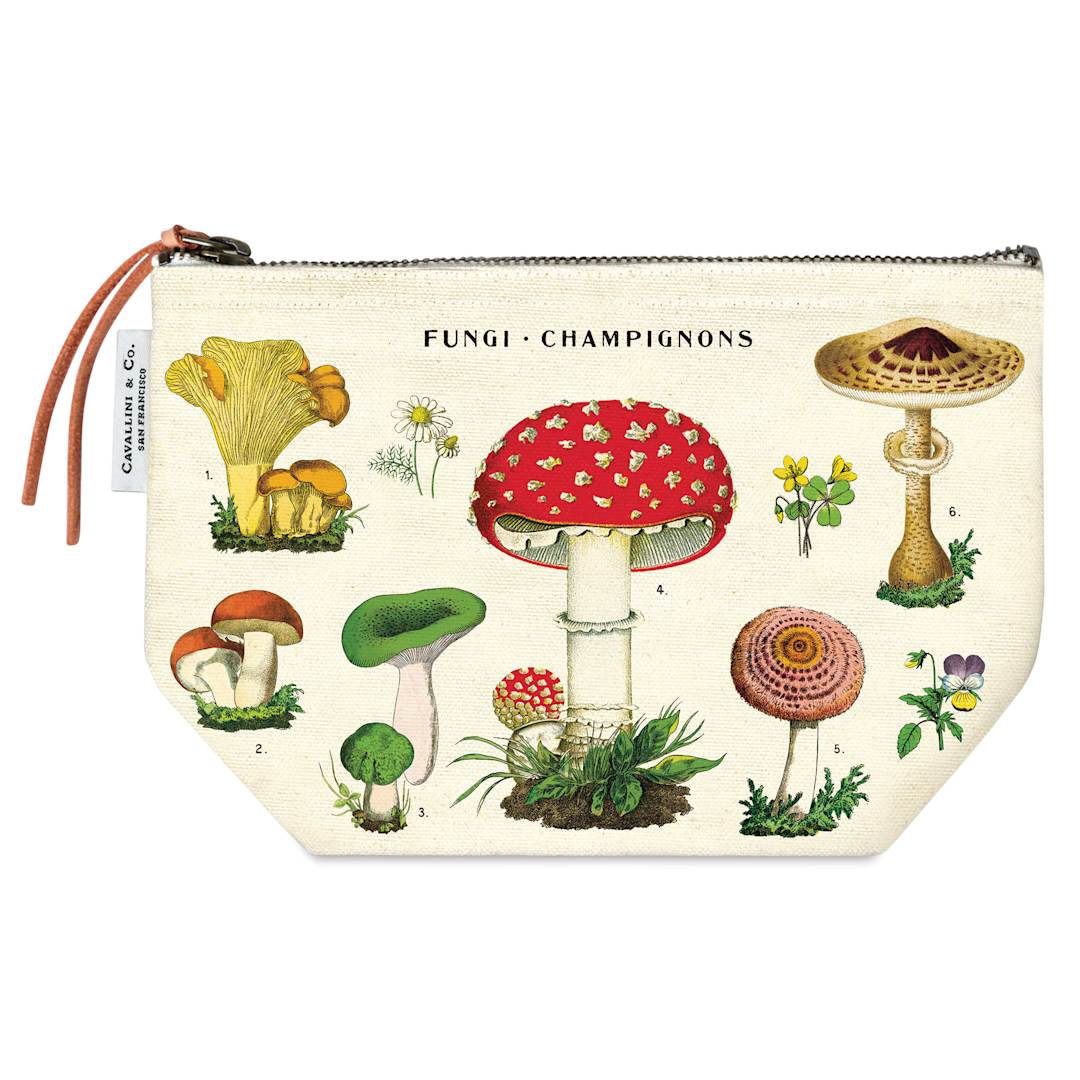 Open in modal - Cavallini Vintage Mushrooms Cotton Pouch