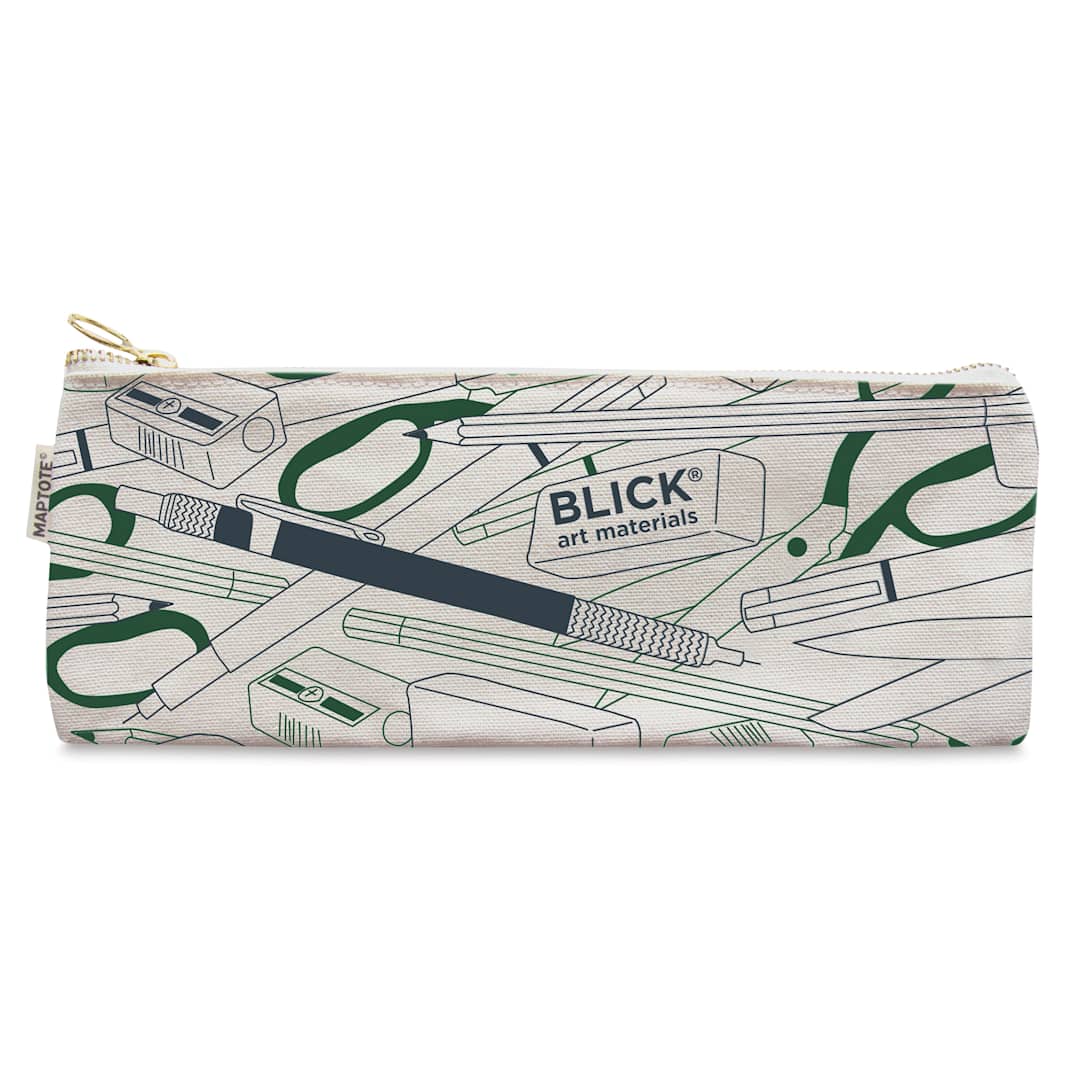 Open in modal - Blick Pencil Pouch by Maptote - Gray and Green (front of pouch)