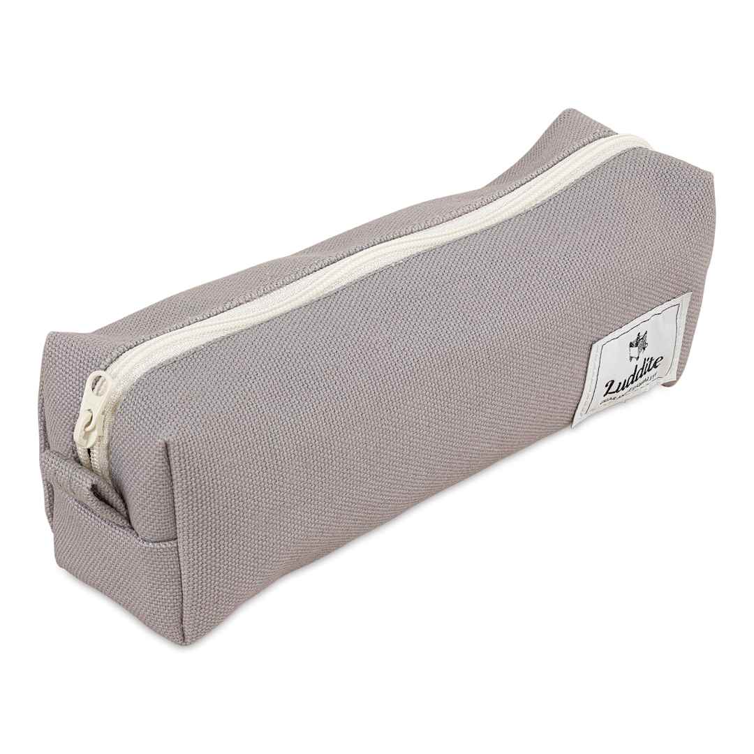 Open in modal - Luddite Canvas Box Pen Case - Grey, zipped closed