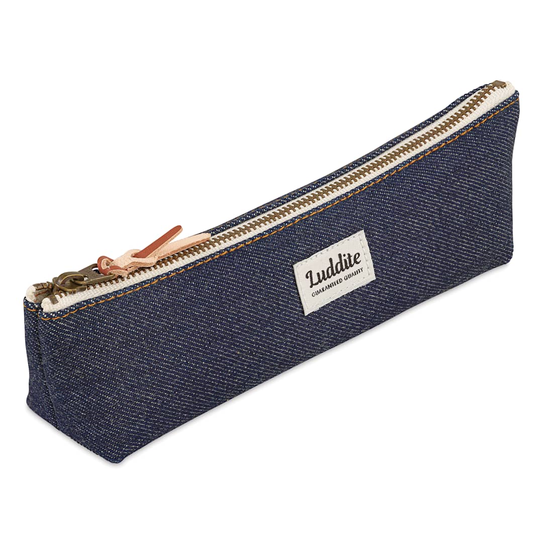 Open in modal - Luddite Boat Pen Pouch - Denim, zipped closed