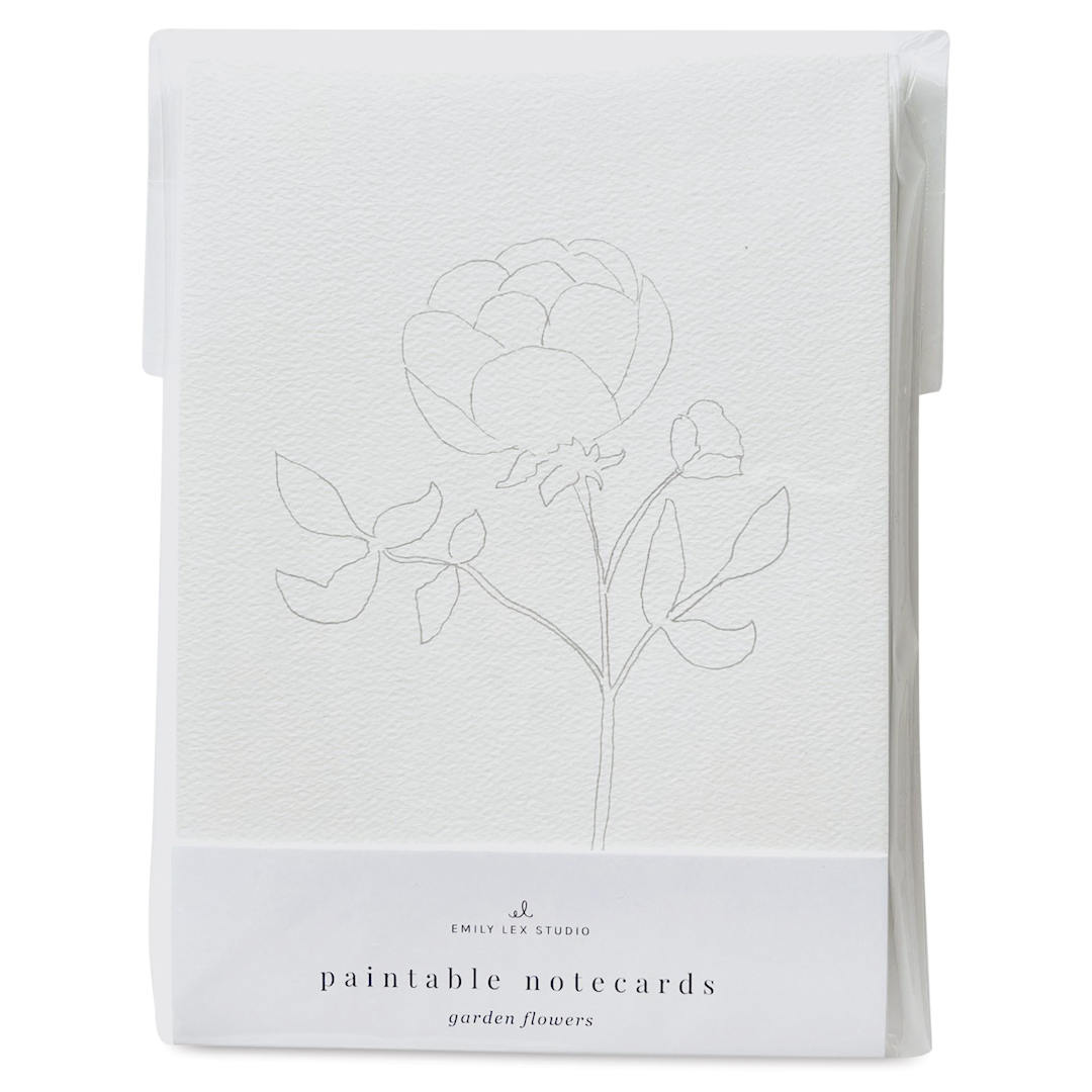 Open in modal - Emily Lex Studio Garden Flowers Paintable Notecards - 5' x 7", Pkg of 8, front of packaging