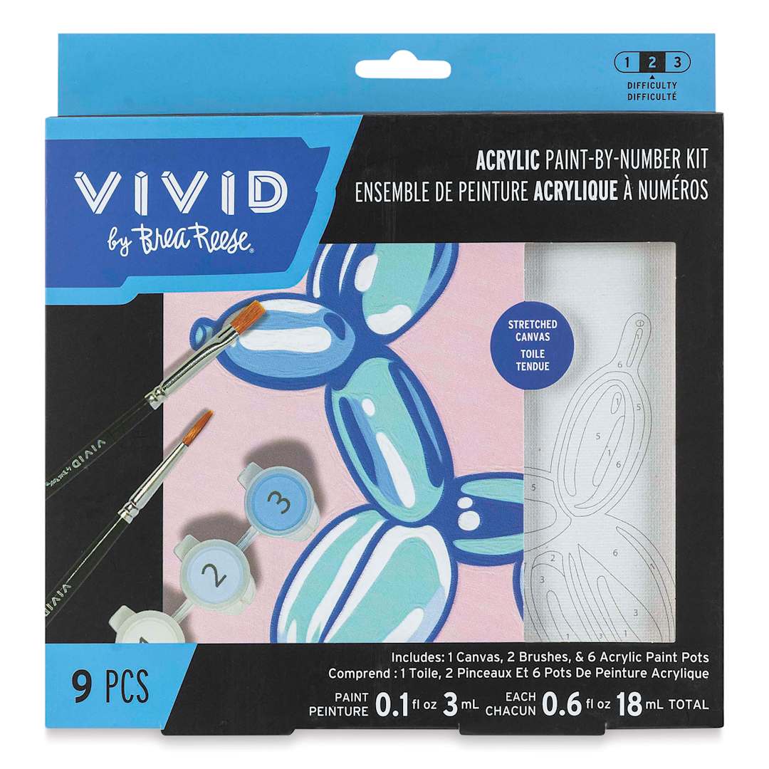 Open in modal - Brea Reese Vivid Mini Paint-by-Number Kit - Balloon Dog, front of packaging