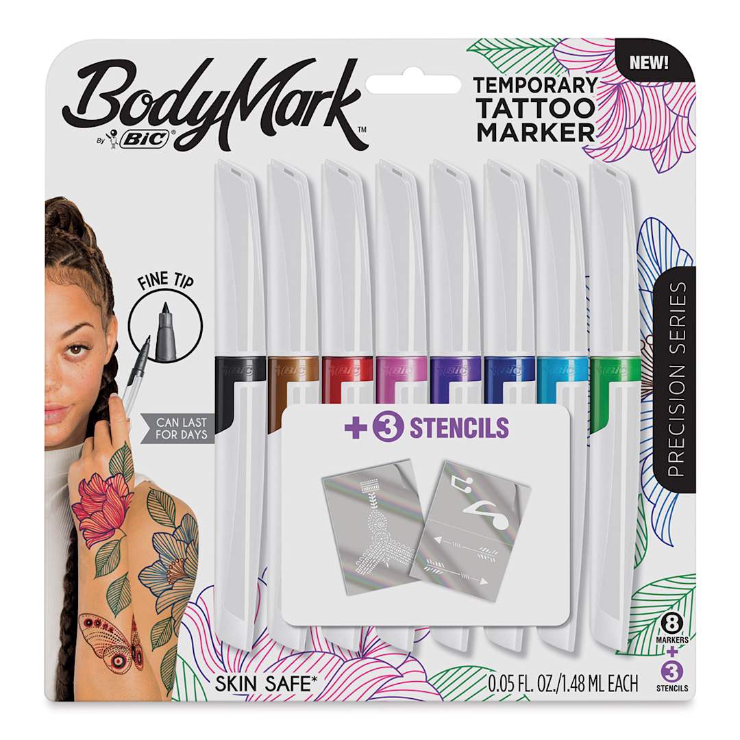Open in modal - Bic BodyMark Fine Tip Temporary Tattoo Markers - Set of 8, Assorted Colors (In packaging)
