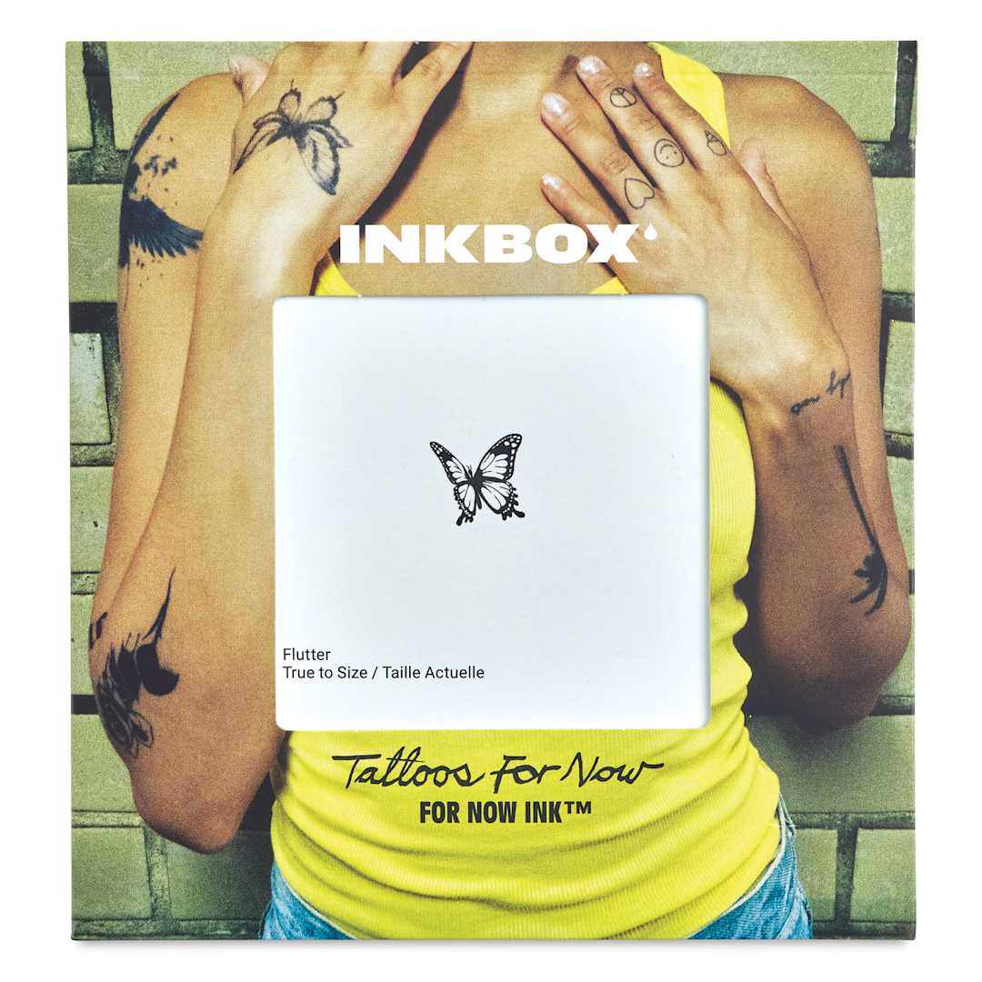 Open in modal - Inkbox Semi-Permanent Tattoos - Flutter, 1" x 1", front of packaging