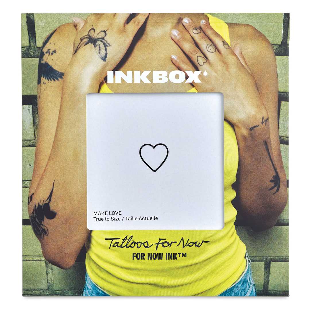 Open in modal - Inkbox Semi-Permanent Tattoos - Make Love, 1" x 1", front of packaging