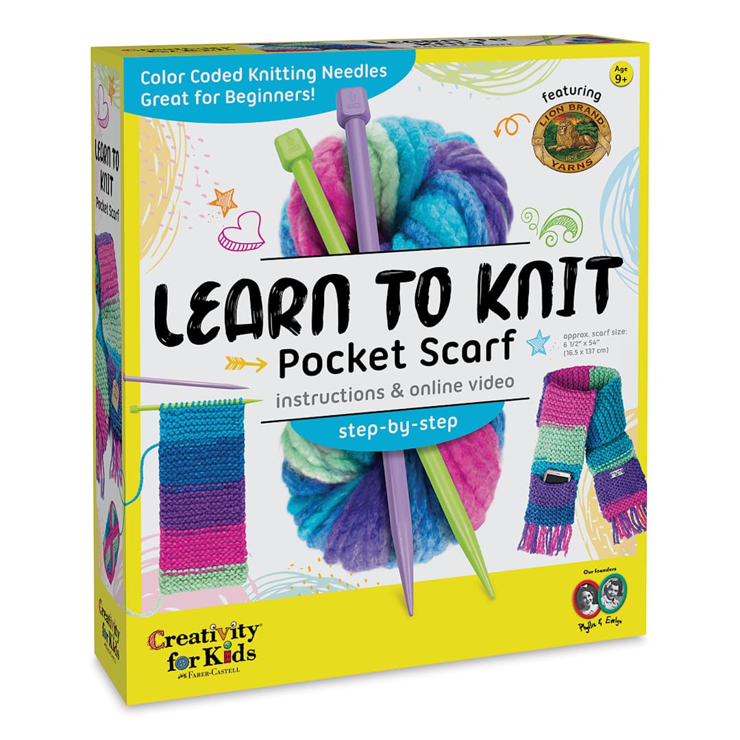 Open in modal - Creativity for Kids Learn to Knit Pocket Scarf Kit (In packaging)
