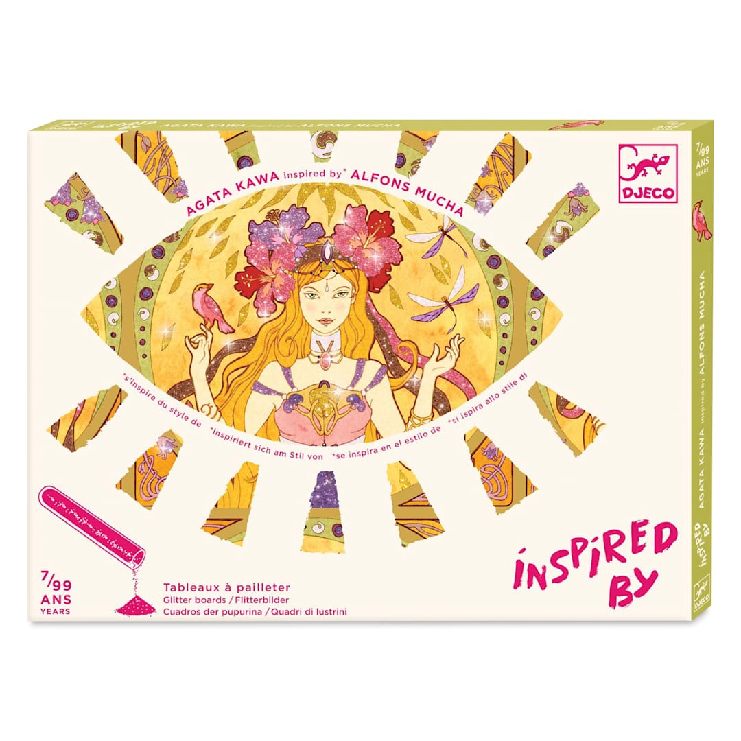 Open in modal - Djeco Inspired By Divine Glitter Boards Kit front of packaging angled view