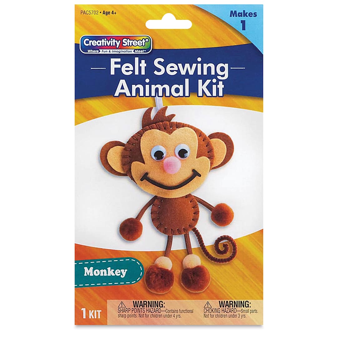 Open in modal - Creativity Street Felt Sewing Kit - Monkey (front of packaging)