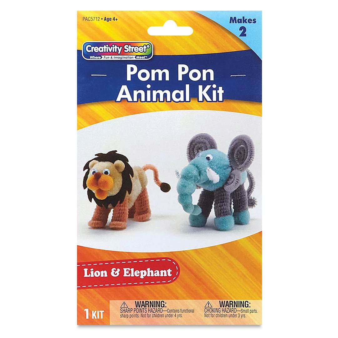 Open in modal - Creativity Street Pom Pon Animal Kit - Elephant and Lion, Set of 2 (front of packaging)