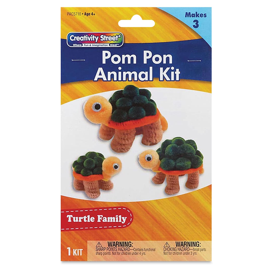Open in modal - Creativity Street Pom Pon Animal Kit - Turtles, Set of 3 (front of packaging)