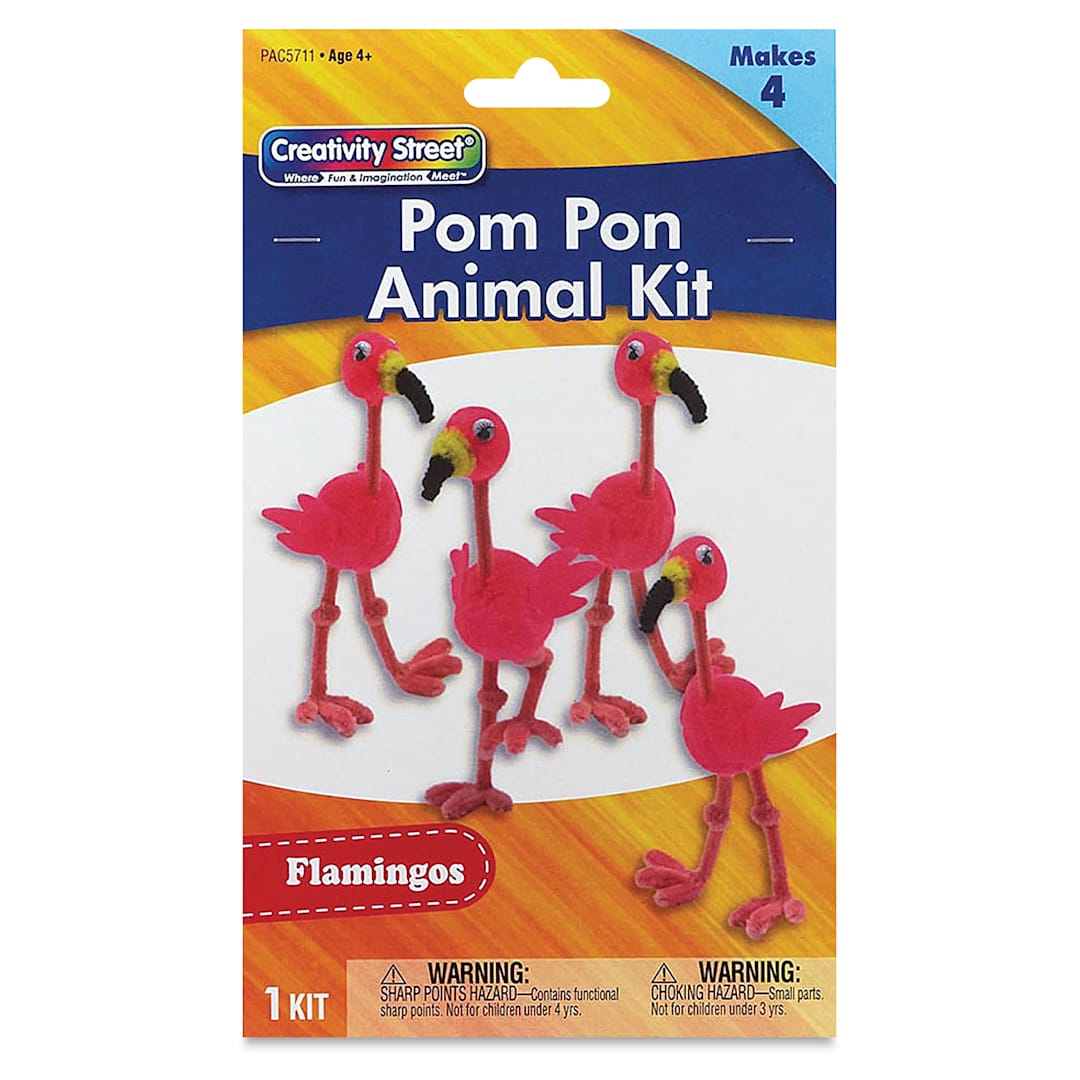 Open in modal - Creativity Street Pom Pon Animal Kit - Flamingos, Set of 4 (front of packaging)