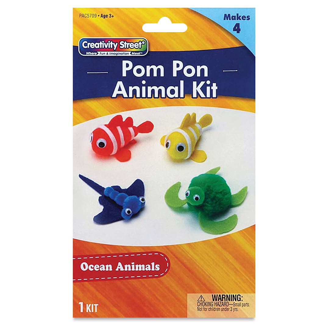 Open in modal - Creativity Street Pom Pon Animal Kit - Ocean Animals, Set of 4 (front of packaging)