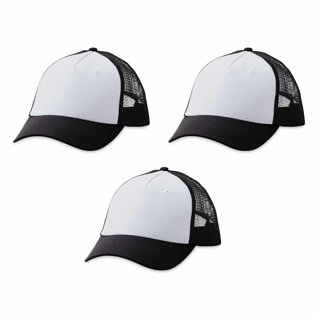 Open in modal - Cricut Hat Blanks - Trucker Hat, Black and White, Pkg of 3