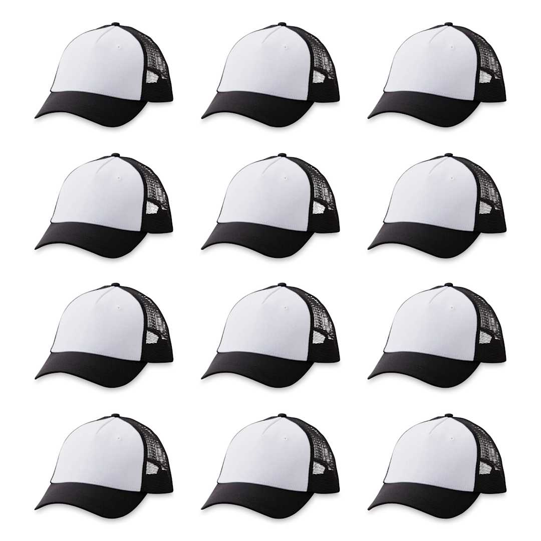 Open in modal - Cricut Hat Blanks - Trucker Hat, Black and White, Pkg of 12