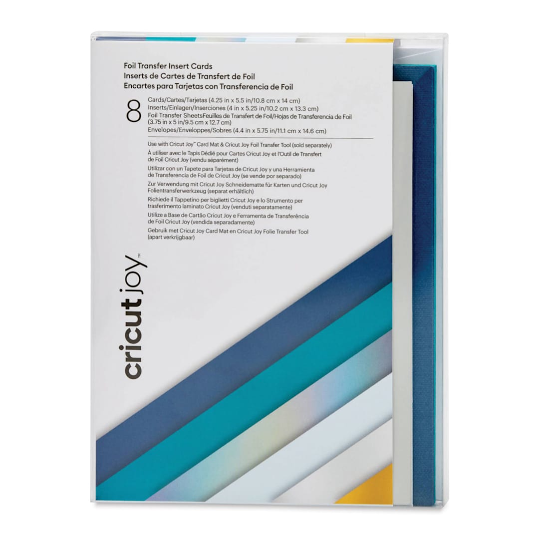 Open in modal - Cricut Joy Foil Transfer Cards, Inserts, and Envelopes - Blue Lagoon, A2, Pkg of 8