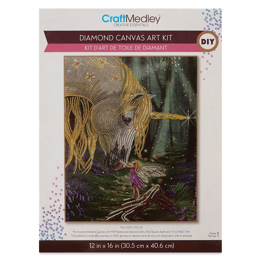 Open in modal - Craft Medley Diamond Painting Canvas Art Kit - Fantasy Friends front of packaging