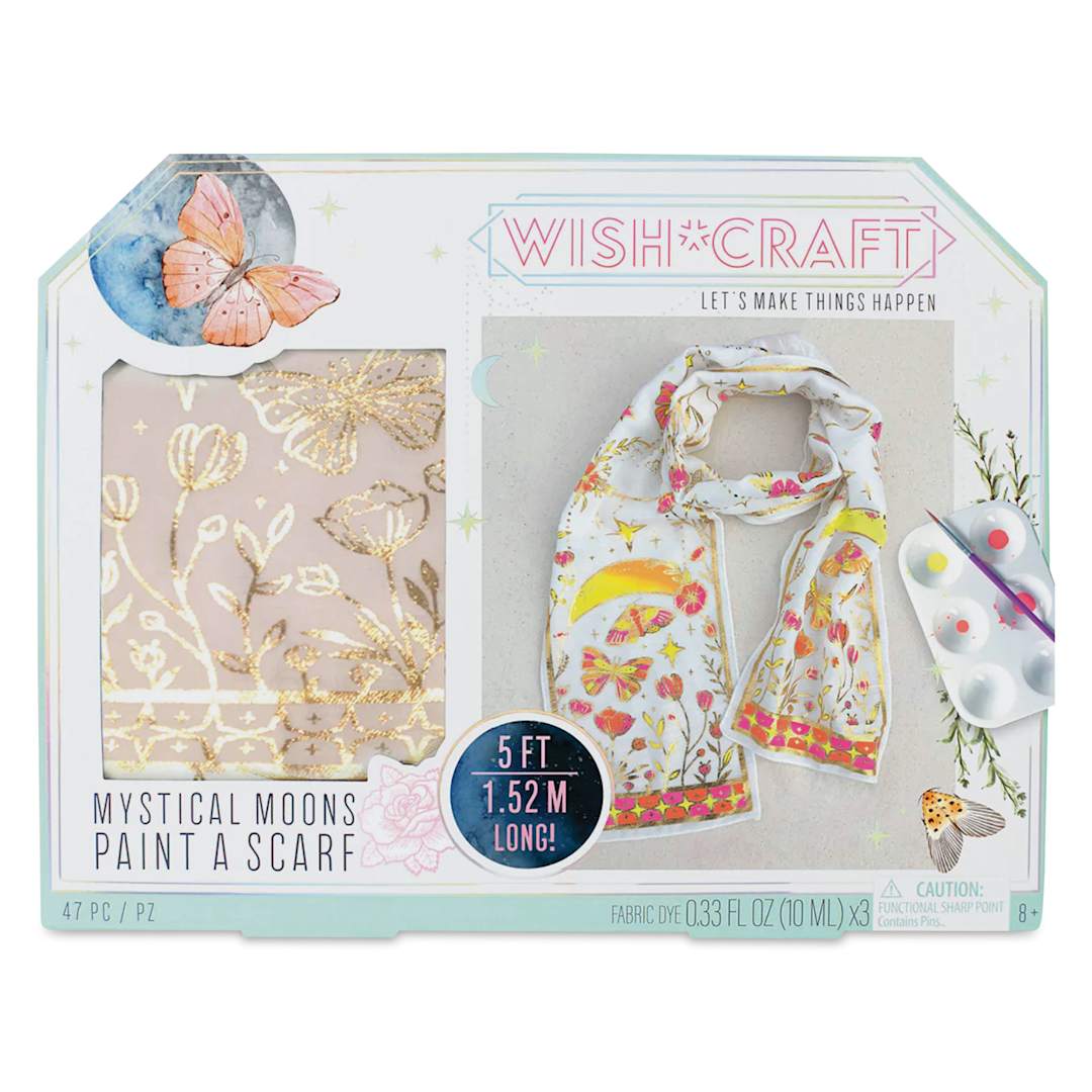 Open in modal - WishCraft Mystical Moons Paint a Scarf Kit (front of packaging)