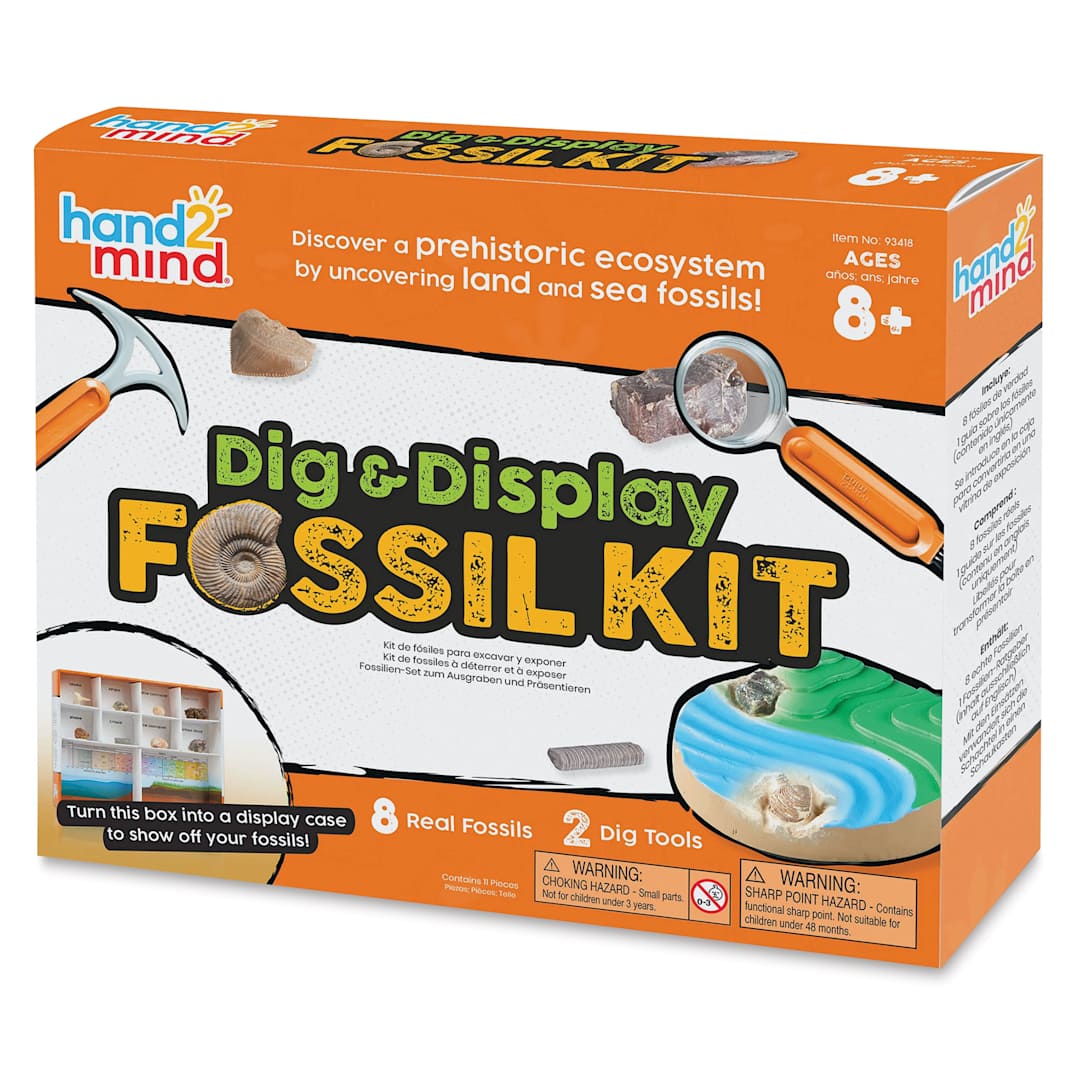 Open in modal - Hand2Mind Dig & Display Fossil Kit (front of packaging)