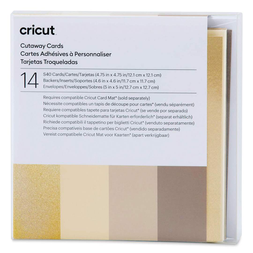 Open in modal - Cricut Cutaway Cards, Inserts, and Envelopes - Neutrals, Pkg of 14, front of the packaging. 