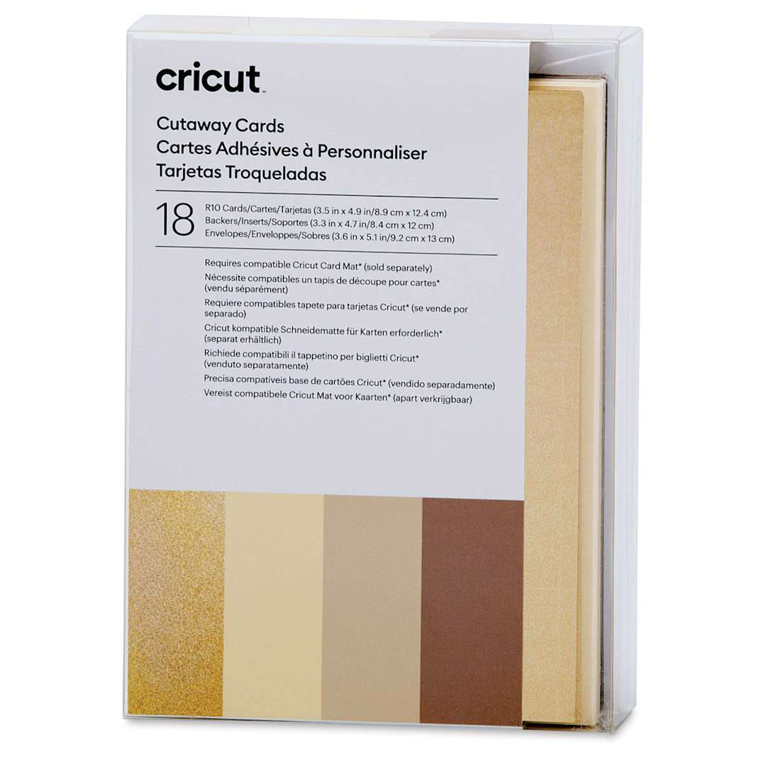 Open in modal - Cricut Cutaway Cards, Inserts, and Envelopes - Neutrals, Pkg of 18, front of the packaging. 