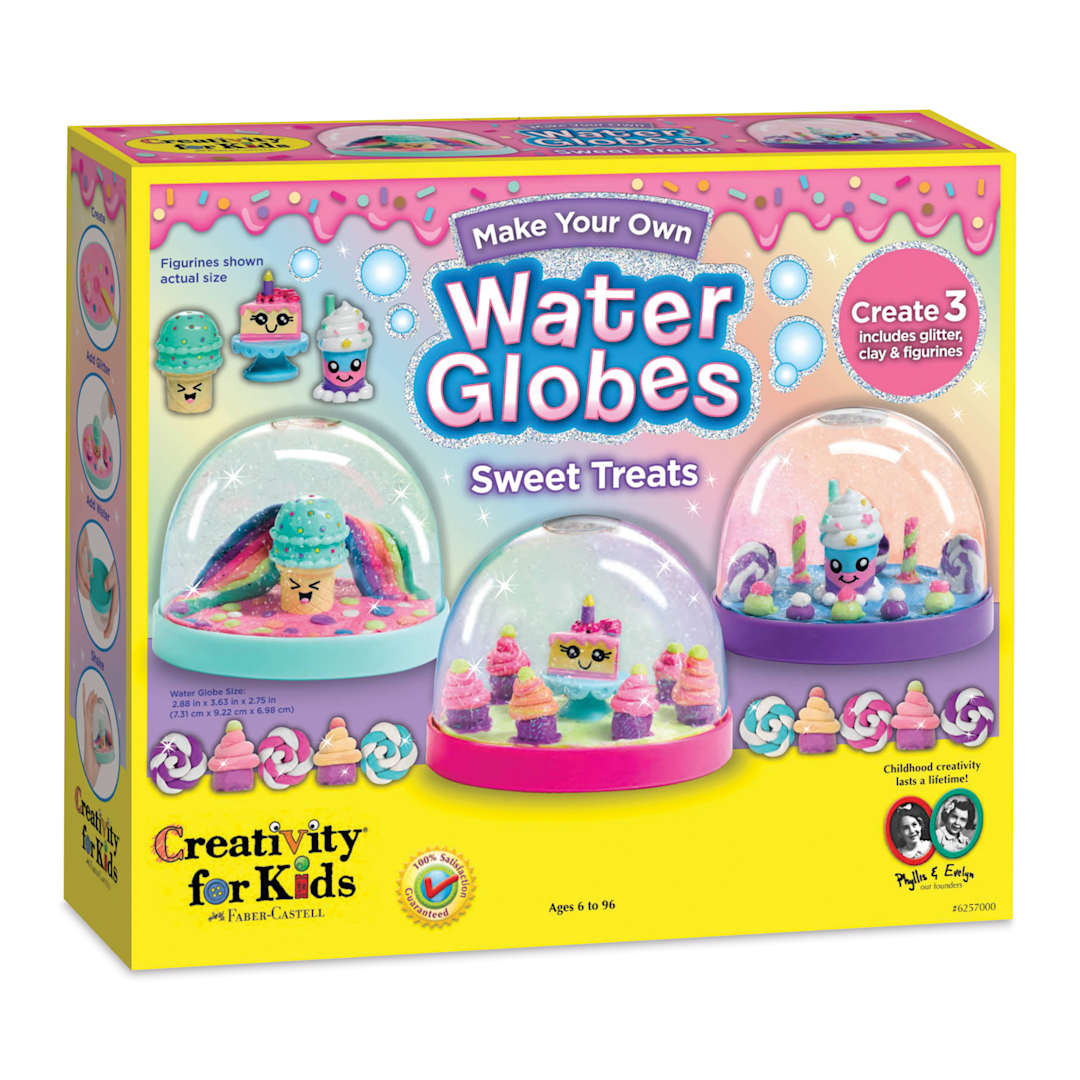 Open in modal - Creativity for Kids Make Your Own Water Globes Kit - Sweet Treats (front of packaging, angled view)