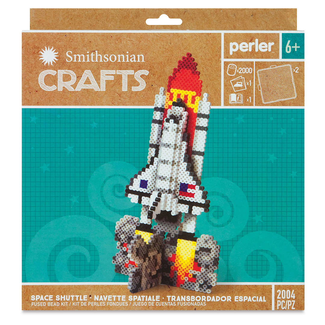 Open in modal - Perler Smithsonian Crafts Fused Bead Kit - Space Shuttle, front of the packaging