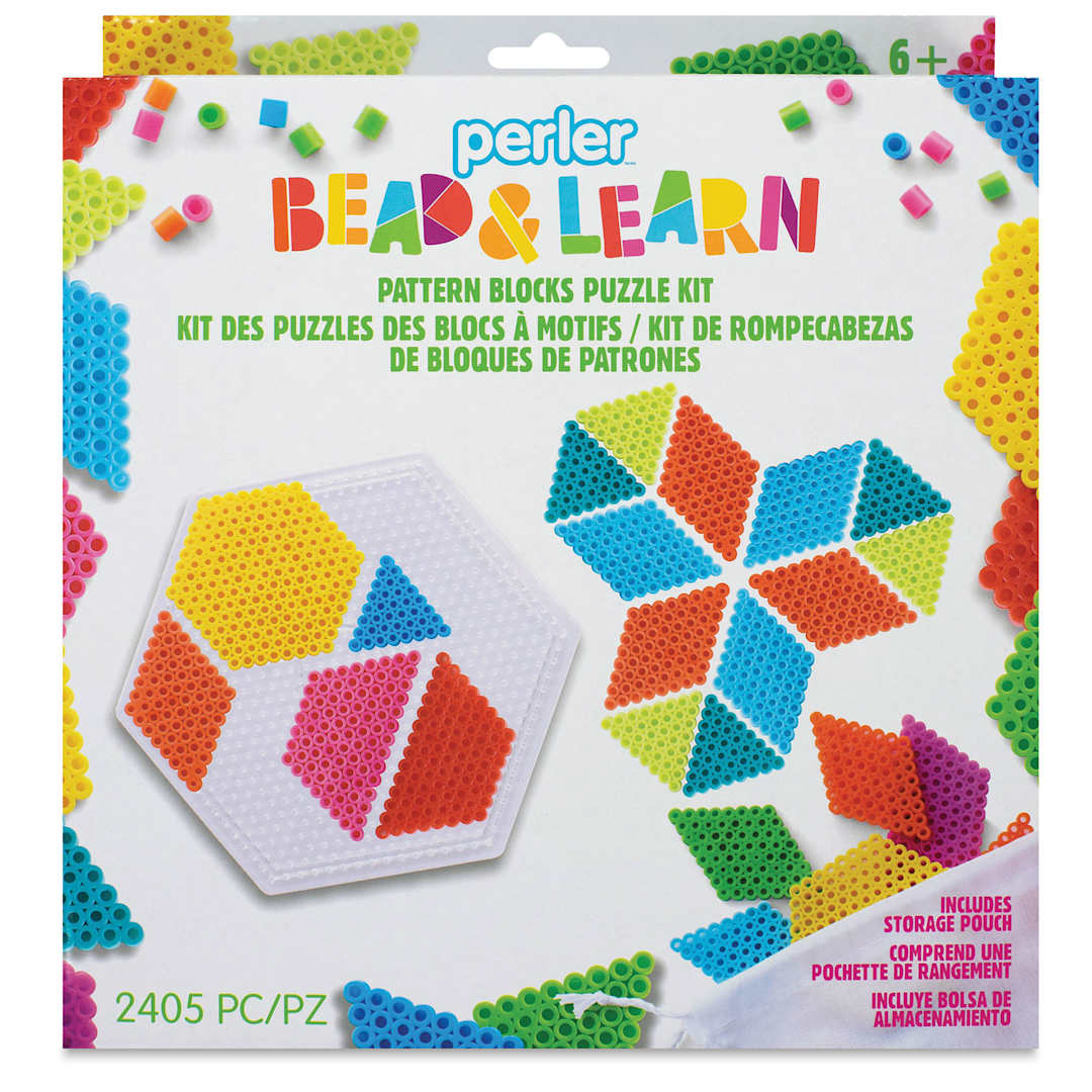 Open in modal - Perler Fused Bead and Learn Pattern Blocks Kit, front of the packaging