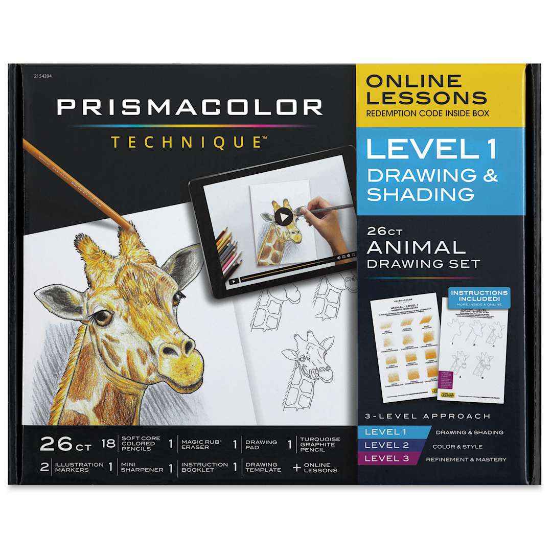 Open in modal - Prismacolor Technique Animal Drawing Set - Level 1, Drawing and Shading, front of the packaging