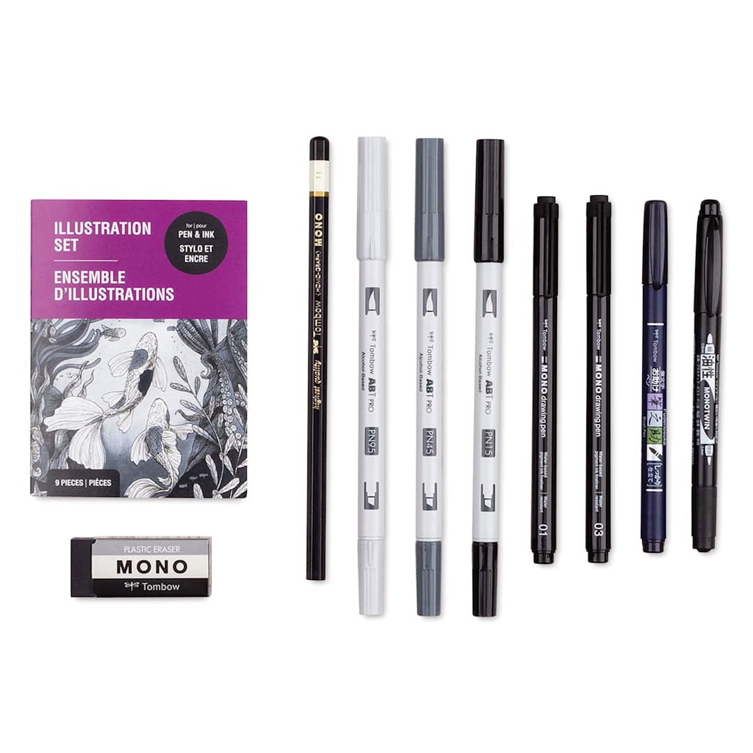Open in modal - Tombow Illustration Set, contents lad out