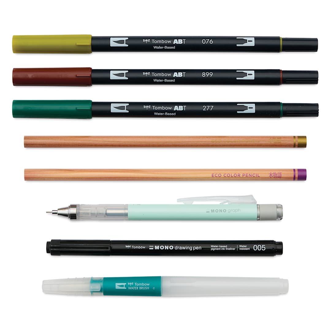 Open in modal - Tombow Urban Sketching Set - Japanese Edition, Set of 8, contents