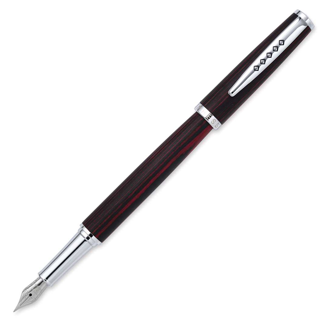 Open in modal - Tom Hessin Edinburgh Collection Fountain Pen - Forth Bridge Red, cap removed (image may show a different size nib)
