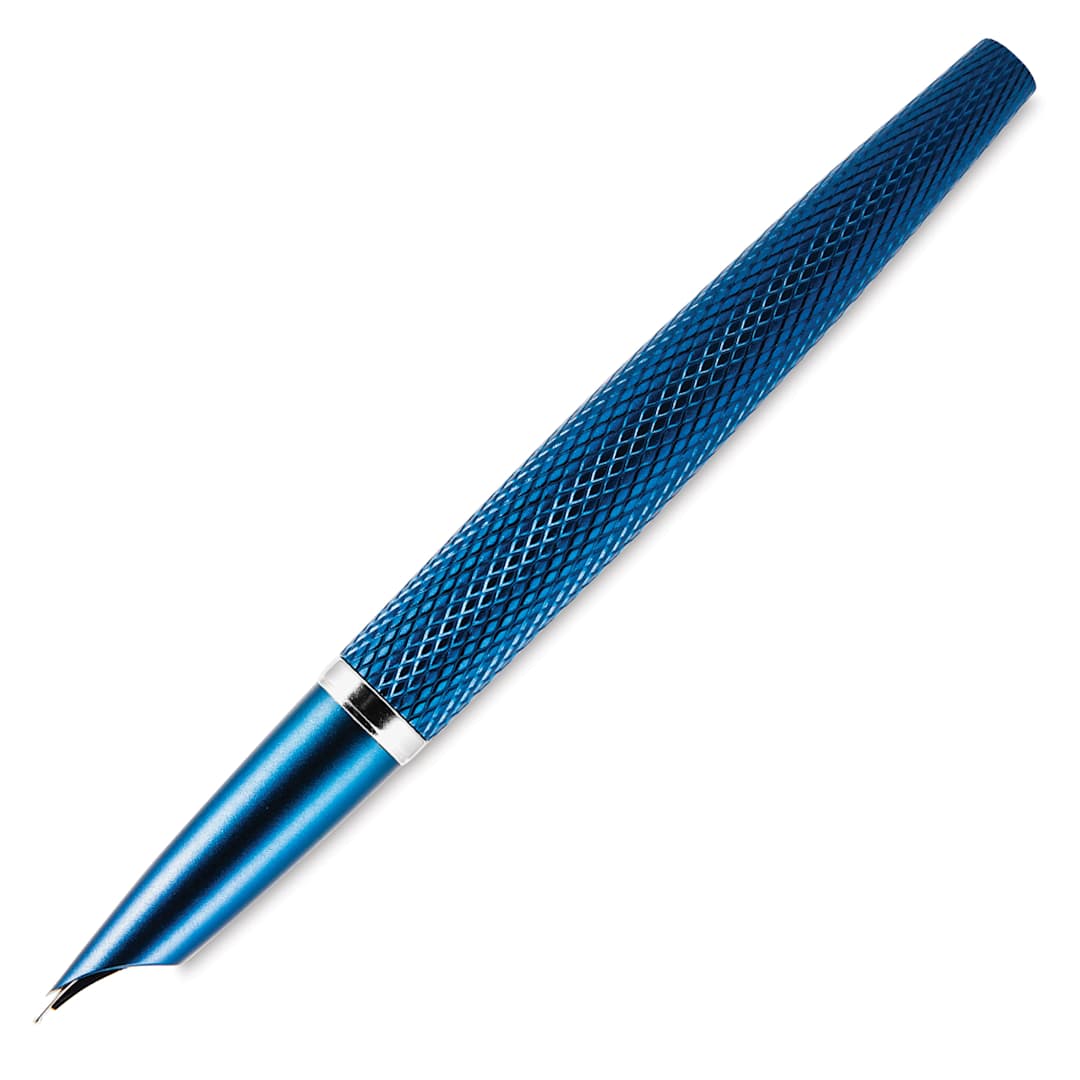 Open in modal - Diplomat Viper Fountain Pen - Blue Guilloche, side view