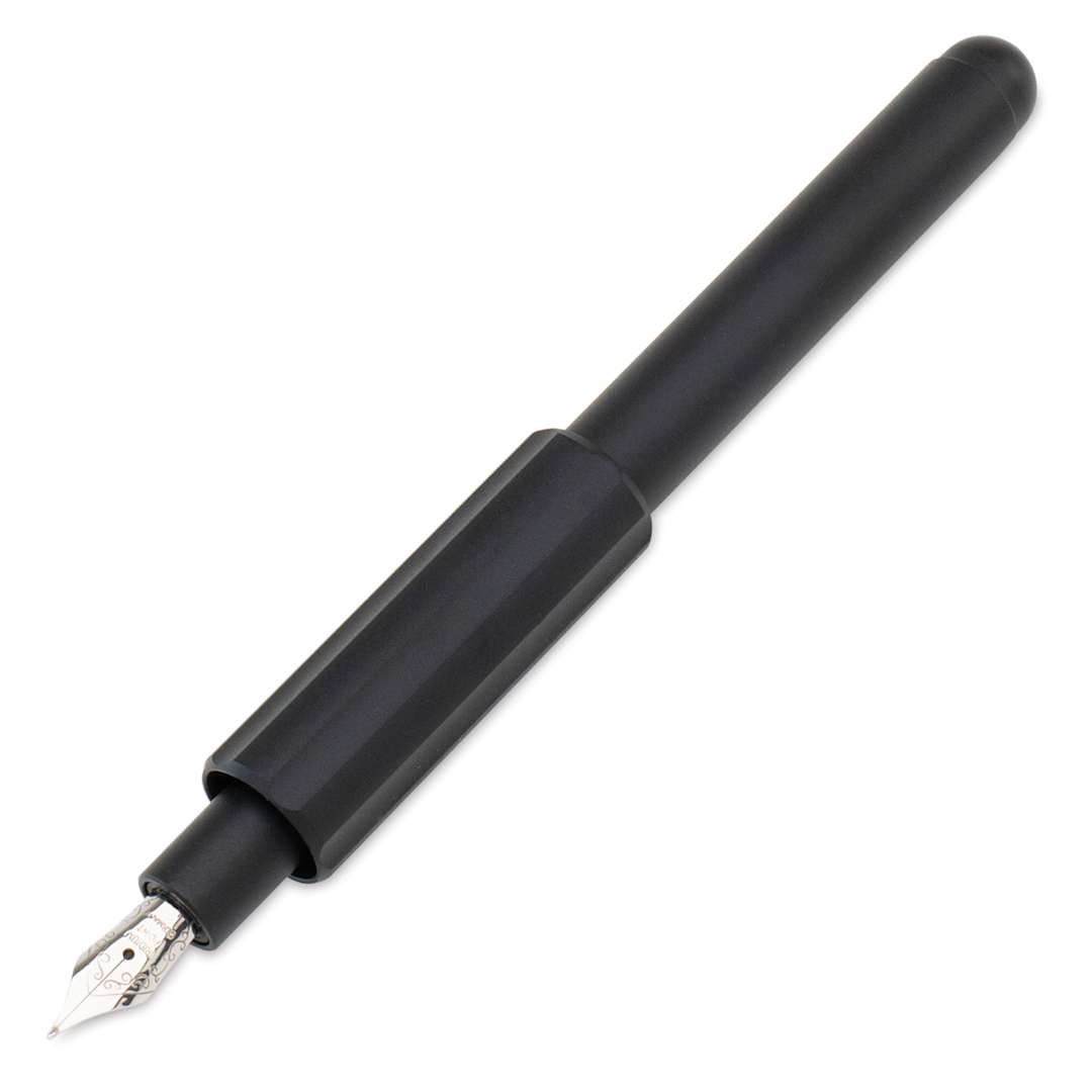 Open in modal - Monteverde Axis Fountain Pen - Matte Black, Extra Fine Nib, uncapped (image may show a different size nib)