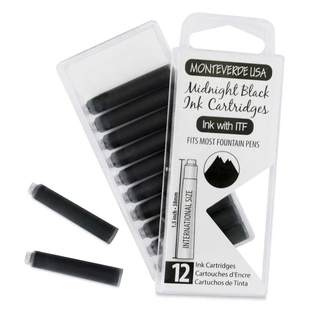 Open in modal - Monteverde Core Universal Ink Cartridge - Midnight Black, Pkg of 12, contents