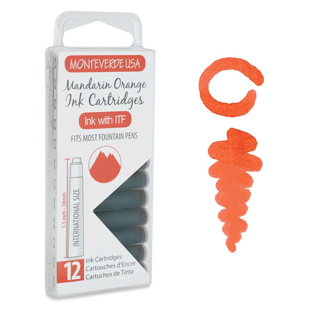 Open in modal - Monteverde Core Universal Ink Cartridge - Mandarin Orange, Pkg of 12 with swatch