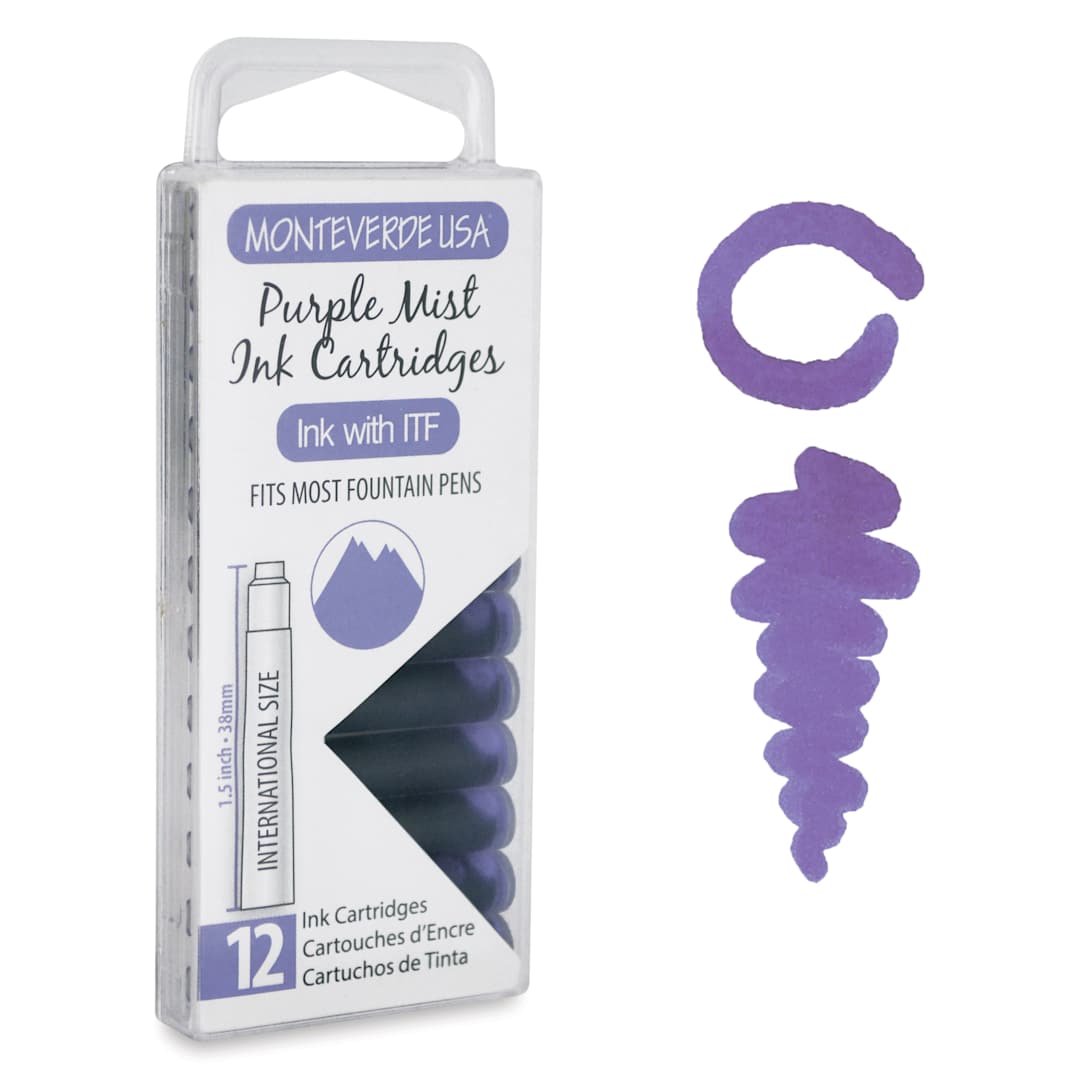 Open in modal - Monteverde Core Universal Ink Cartridge - Purple Mist, Pkg of 12 with swatch