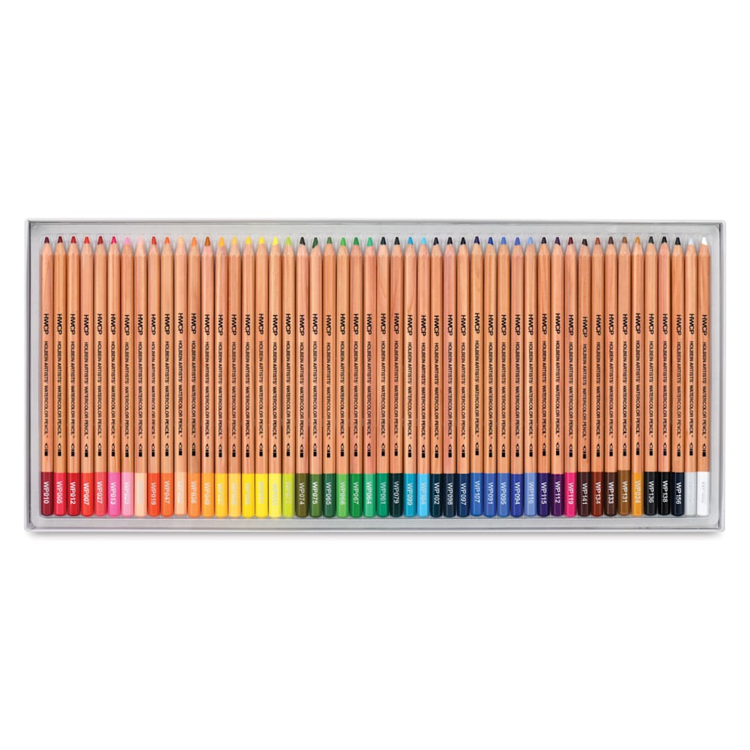 Open in modal - Holbein Artists' Watercolor Pencils - Set of 50, open, showing contents