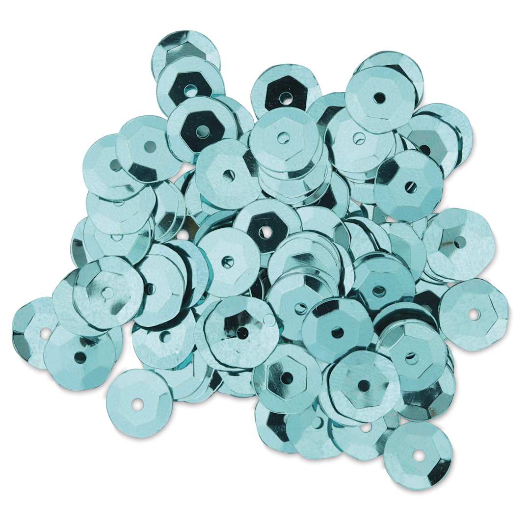 Open in modal - Cousin DIY Cupped Sequins - Pkg of 200, Turquoise Peacock, 8 mm