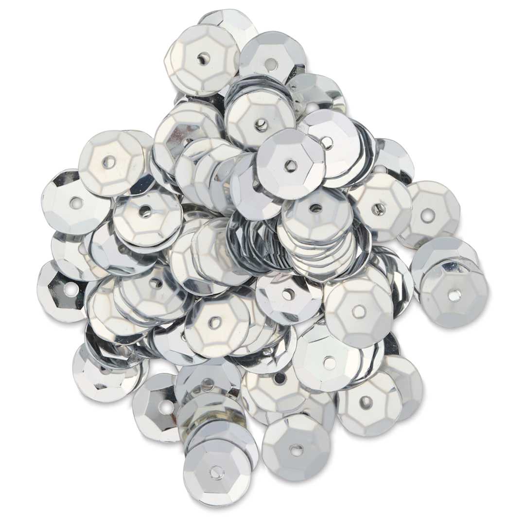 Open in modal - Cousin DIY Cupped Sequins - Pkg of 200, Silver, 8 mm