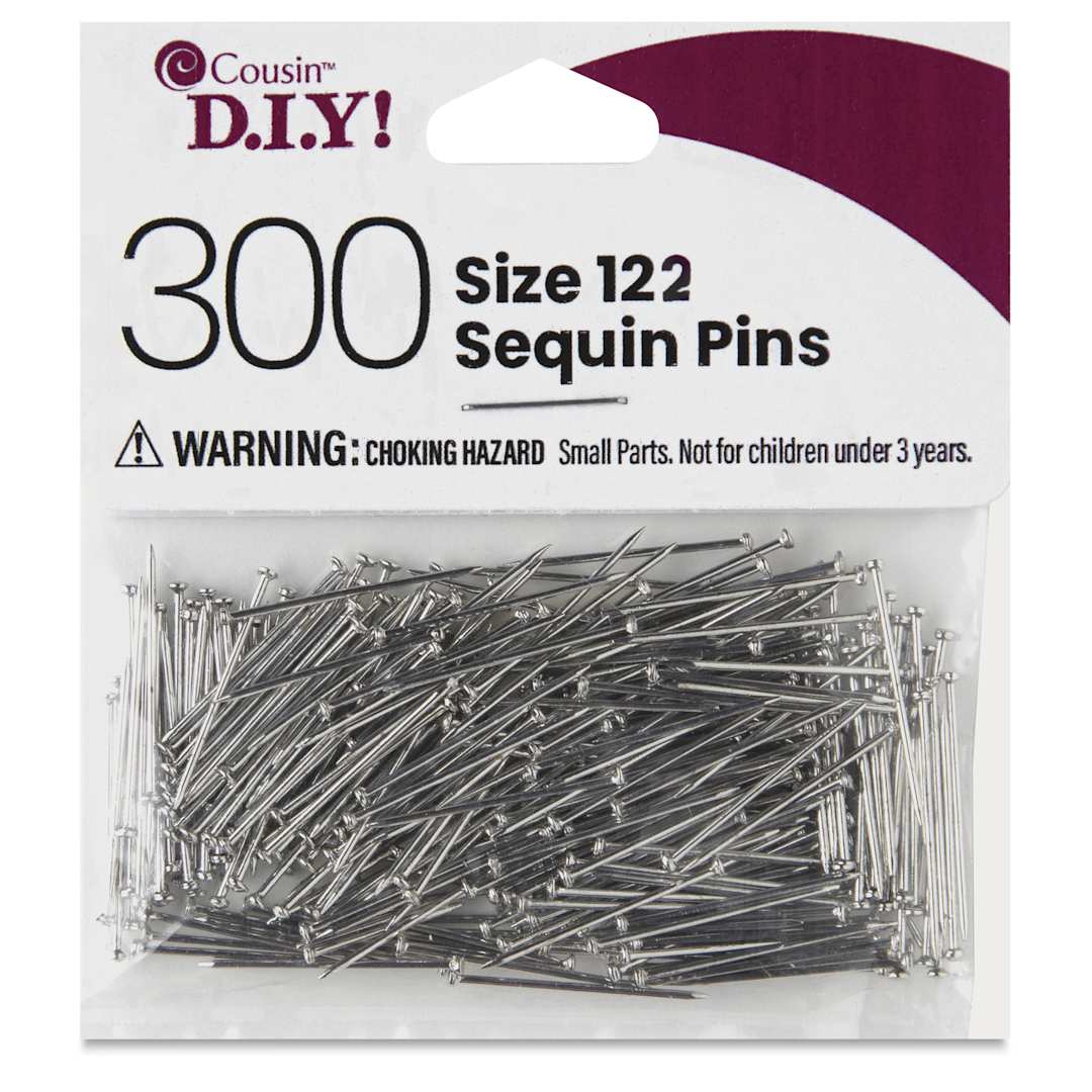 Open in modal - Cousin DIY Sequin Pins - Size 12, Silver, Pkg of 300, front of packaging