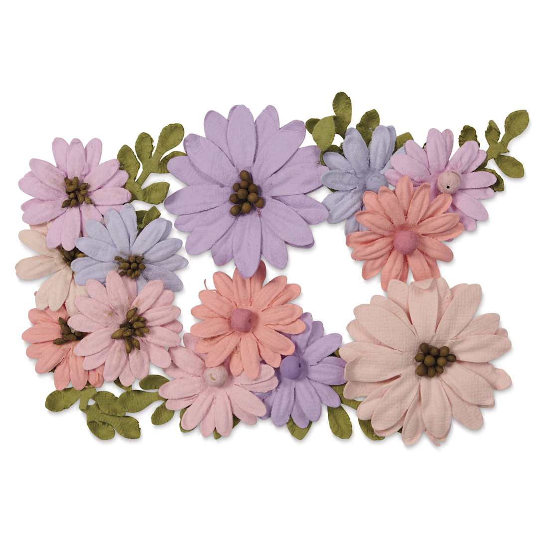 Open in modal - Little Birdie Fairy Garden Paper Flowers - Fairy Sparkle, Pkg of 5